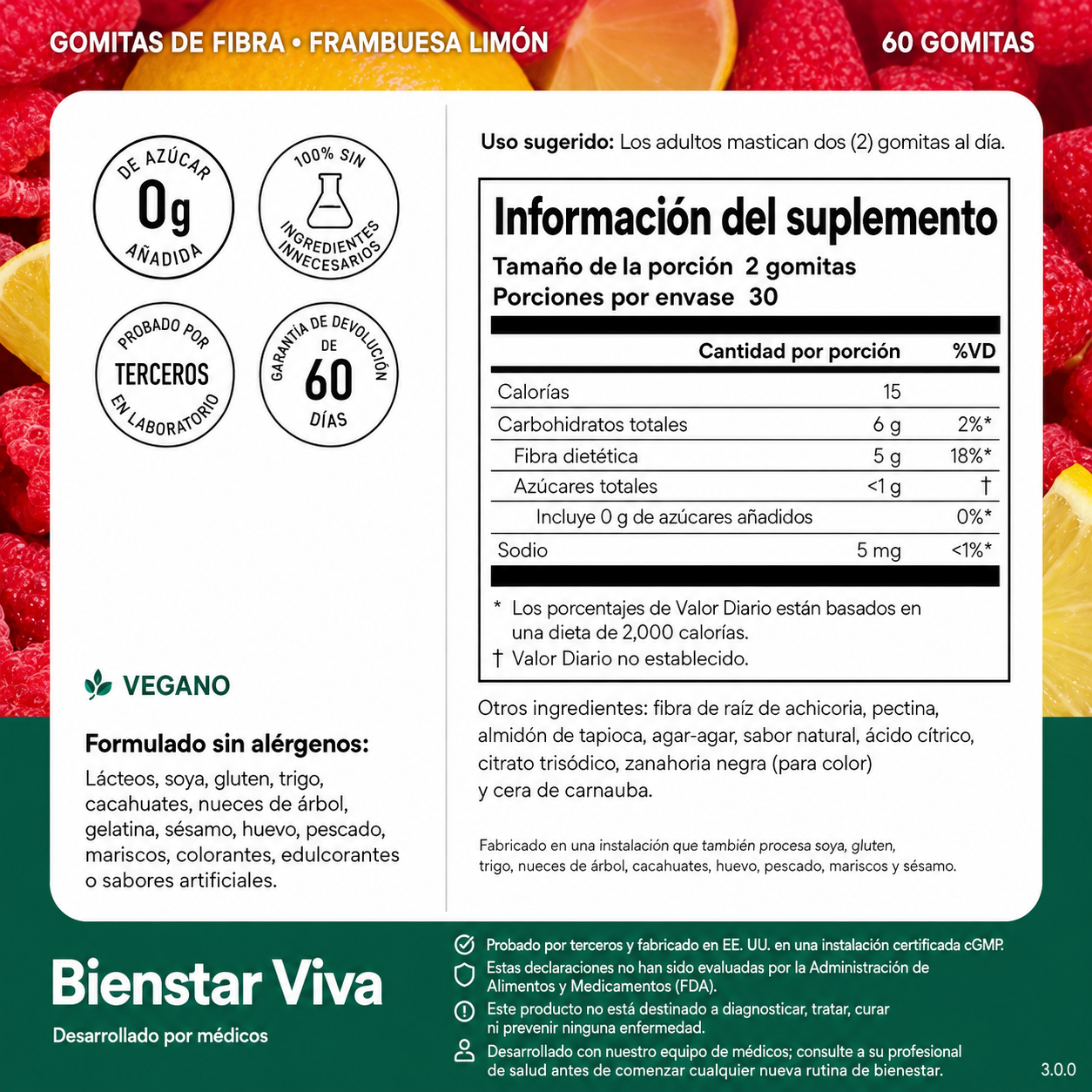 gominolas de fibra natural orgánica