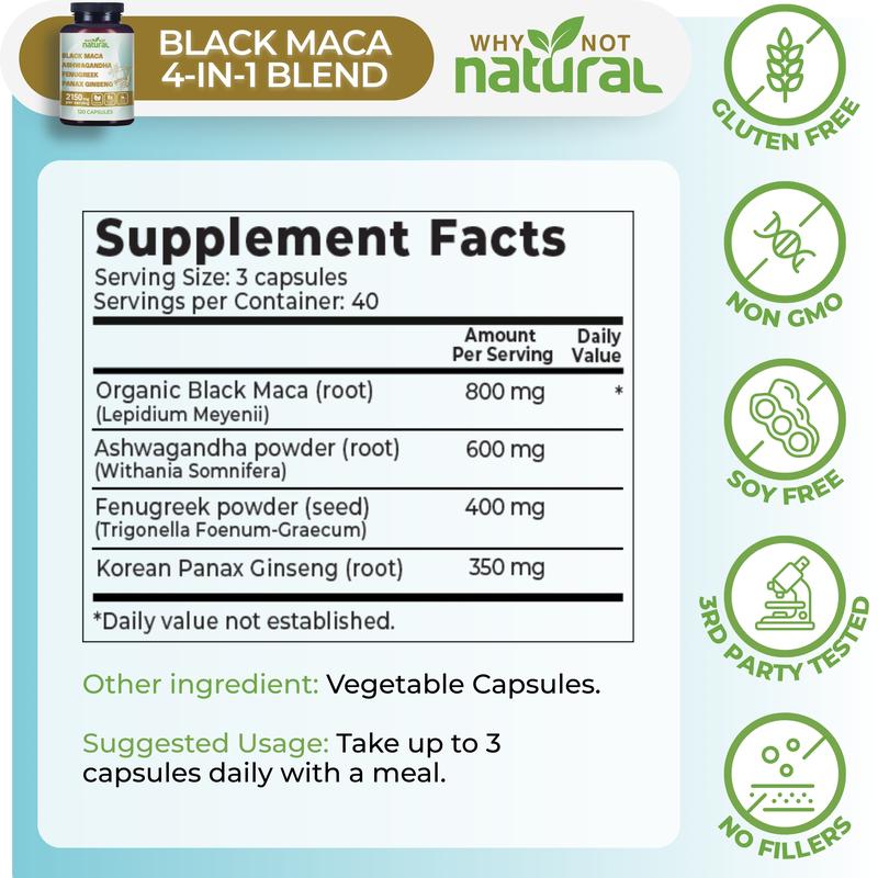Raíz de maca negra orgánica 4 en 1