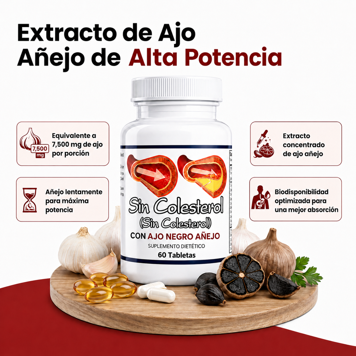 Sin colesterol, máxima potencia, fórmula de grado médico.
