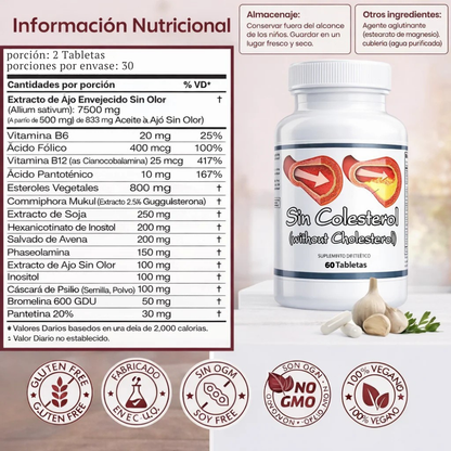 Sin colesterol, máxima potencia, fórmula de grado médico.